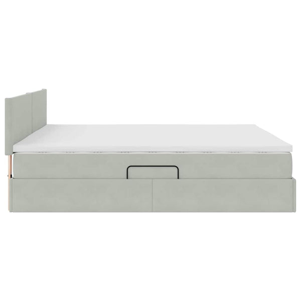 vidaXL Bed with Storage and LED Light Gray 160 x 200 cm Velvet