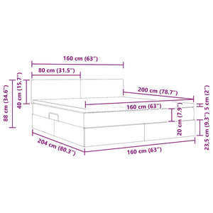 vidaXL Bed with Storage and LED Light Gray 160 x 200 cm Velvet