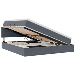 vidaXL Velvet Bed with Storage and LED Dark Gray 160 x 200 cm