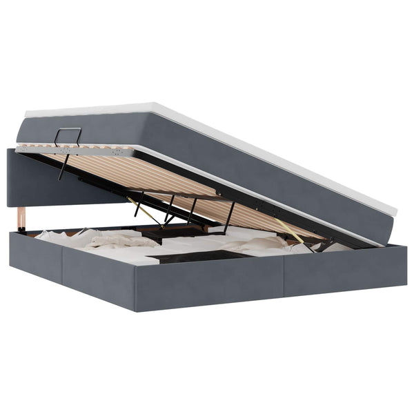 vidaXL Velvet Bed with Storage and LED Dark Gray 160 x 200 cm