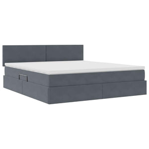 vidaXL Velvet Bed with Storage and LED Dark Gray 160 x 200 cm