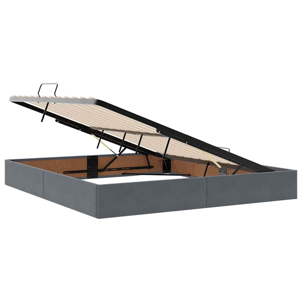 vidaXL Velvet Bed with Storage and LED Dark Gray 160 x 200 cm