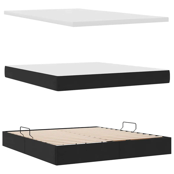 vidaXL Storage and LED Bed with LED Black 160 x 200 cm Velvet