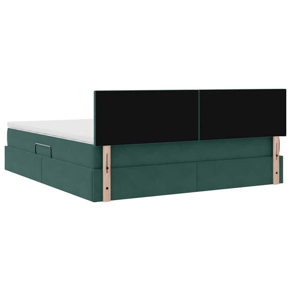 vidaXL Storage Bed with LED Dark Green 160 x 200 cm Velvet