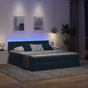 vidaXL Storage Bed with LED Dark Blue 160 x 200 cm Velvet