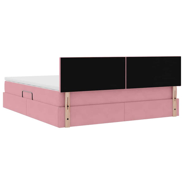 vidaXL LED Storage Bed with Mattress Pink 160 x 200 cm Velvet
