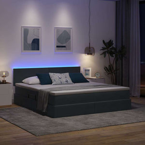 vidaXL Storage Bed with LED Dark Grey 180 x 200 cm Velvet