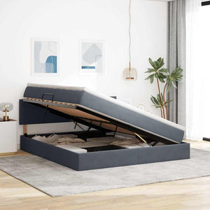 vidaXL Storage Bed with LED Dark Grey 180 x 200 cm Velvet