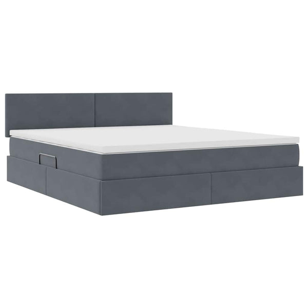 vidaXL Storage Bed with LED Dark Grey 180 x 200 cm Velvet