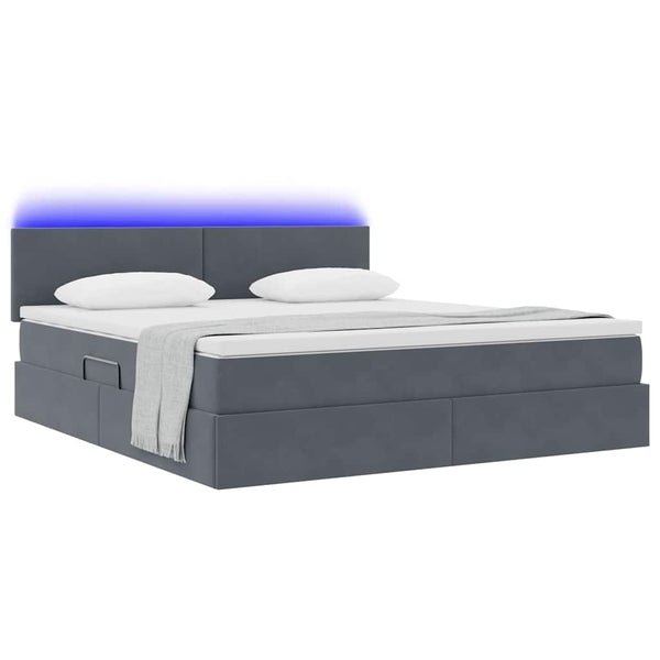 vidaXL Storage Bed with LED Dark Grey 180 x 200 cm Velvet