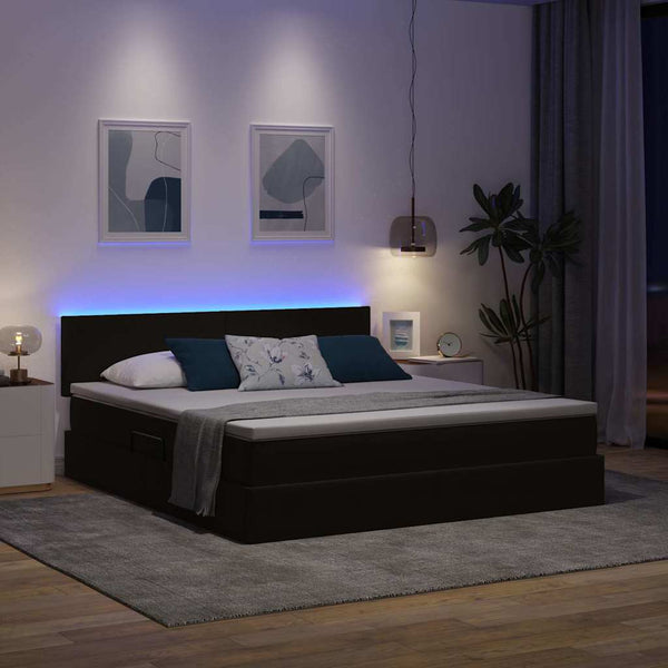 vidaXL Storage Bed with LED Black 180 x 200 cm Velvet