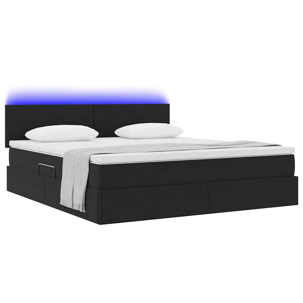 vidaXL Storage Bed with LED Black 180 x 200 cm Velvet