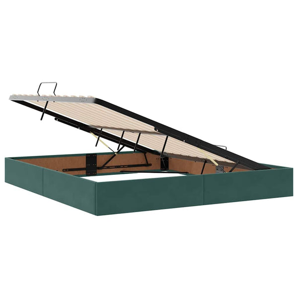 vidaXL Storage Bed with LED Dark Green 180 x 200 cm Velvet