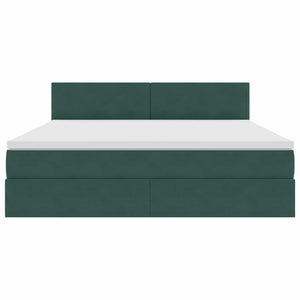 vidaXL Storage Bed with LED Dark Green 180 x 200 cm Velvet