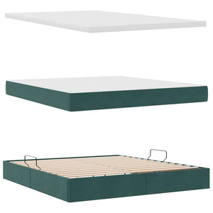 vidaXL Storage Bed with LED Dark Green 180 x 200 cm Velvet