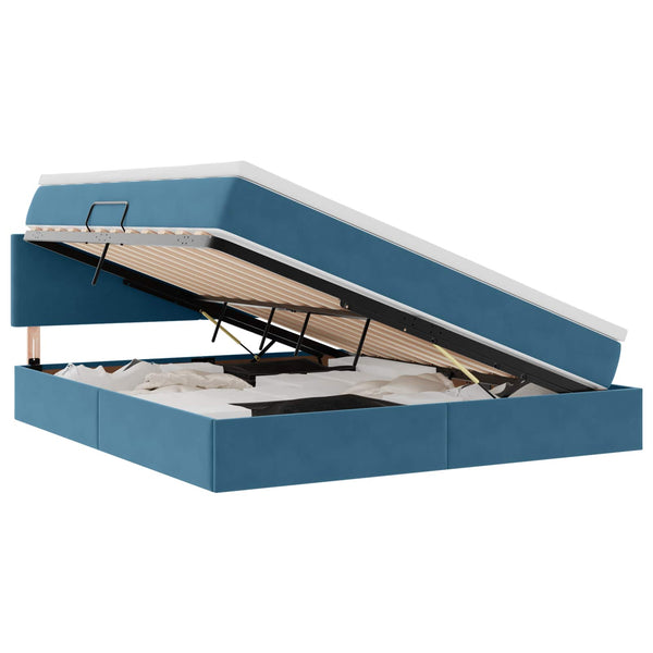 vidaXL Storage Bed with LED Dark Blue 180 x 200 cm Velvet