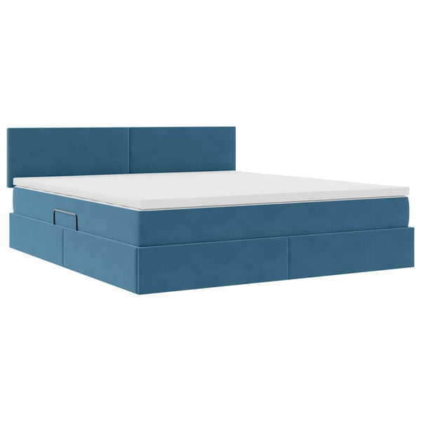 vidaXL Storage Bed with LED Dark Blue 180 x 200 cm Velvet