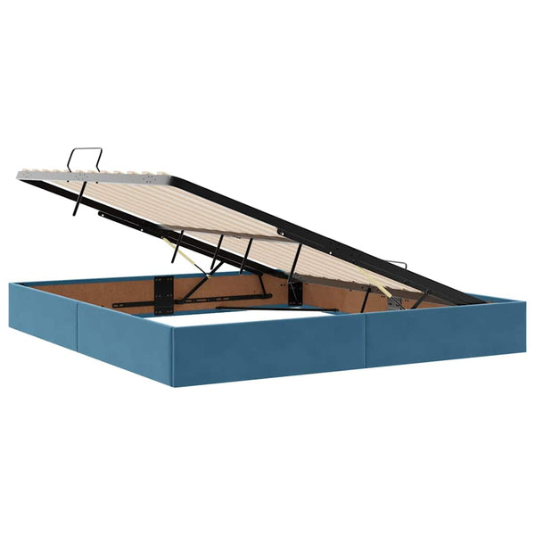 vidaXL Storage Bed with LED Dark Blue 180 x 200 cm Velvet