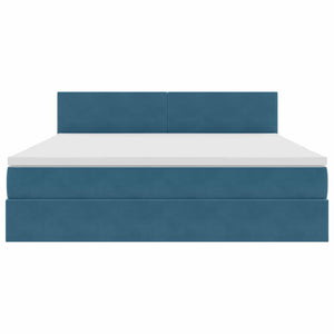 vidaXL Storage Bed with LED Dark Blue 180 x 200 cm Velvet