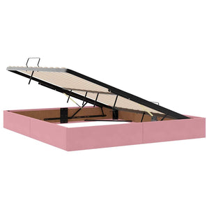 vidaXL Bed with Storage and LED with Mattress Pink 180 x 200 cm Velvet