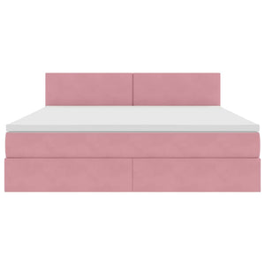 vidaXL Bed with Storage and LED with Mattress Pink 180 x 200 cm Velvet