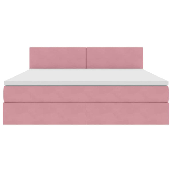 vidaXL Bed with Storage and LED with Mattress Pink 180 x 200 cm Velvet