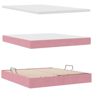 vidaXL Bed with Storage and LED with Mattress Pink 180 x 200 cm Velvet