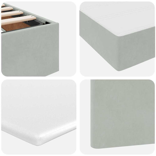 vidaXL Storage Bed with LED Light Grey 200 x 200 cm Velvet