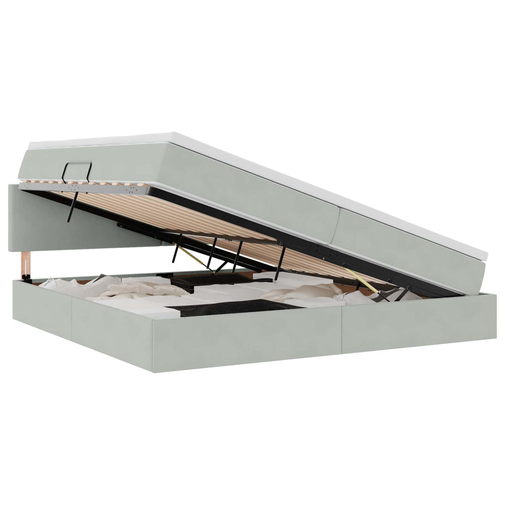 vidaXL Storage Bed with LED Light Grey 200 x 200 cm Velvet