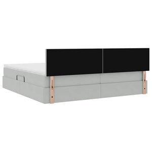 vidaXL Storage Bed with LED Light Grey 200 x 200 cm Velvet