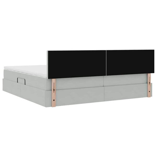 vidaXL Storage Bed with LED Light Grey 200 x 200 cm Velvet