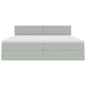 vidaXL Storage Bed with LED Light Grey 200 x 200 cm Velvet