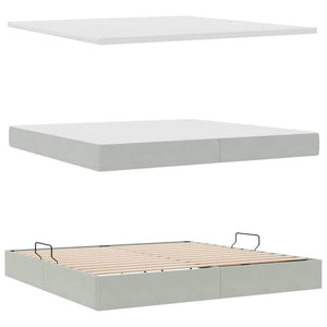 vidaXL Storage Bed with LED Light Grey 200 x 200 cm Velvet