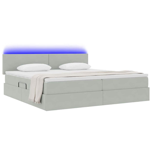 vidaXL Storage Bed with LED Light Grey 200 x 200 cm Velvet