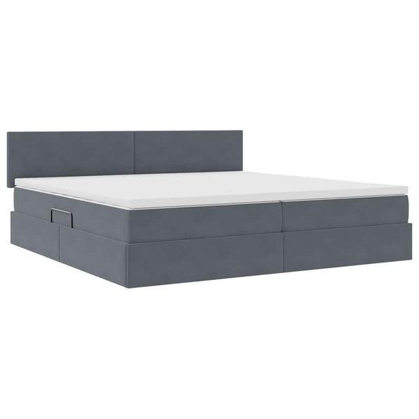 vidaXL Storage and LED Bed with LED Dark Grey 200 x 200 cm Velvet