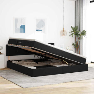 vidaXL Storage Bed with LED Black 200 x 200 cm Velvet