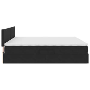 vidaXL Storage Bed with LED Black 200 x 200 cm Velvet