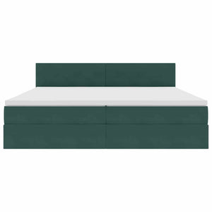 vidaXL Storage Bed with LED Dark Green 200 x 200 cm Velvet