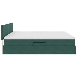 vidaXL Storage Bed with LED Dark Green 200 x 200 cm Velvet