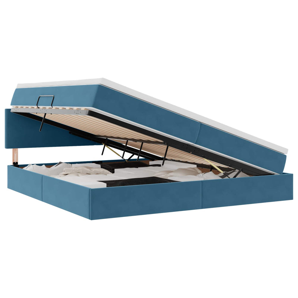 vidaXL Storage Bed with LED Dark Blue 200 x 200 cm Velvet