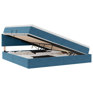 vidaXL Storage Bed with LED Dark Blue 200 x 200 cm Velvet