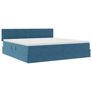 vidaXL Storage Bed with LED Dark Blue 200 x 200 cm Velvet