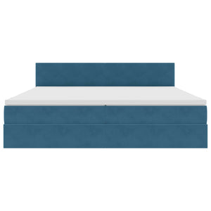 vidaXL Storage Bed with LED Dark Blue 200 x 200 cm Velvet