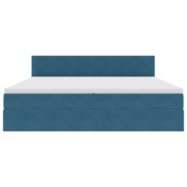 vidaXL Storage Bed with LED Dark Blue 200 x 200 cm Velvet