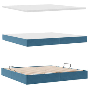 vidaXL Storage Bed with LED Dark Blue 200 x 200 cm Velvet