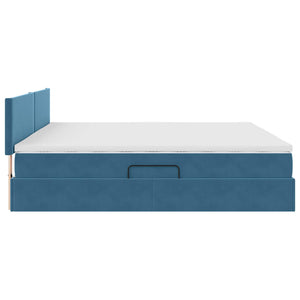 vidaXL Storage Bed with LED Dark Blue 200 x 200 cm Velvet