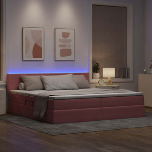 vidaXL LED Storage Bed with Mattress Pink 200 x 200 cm Velvet