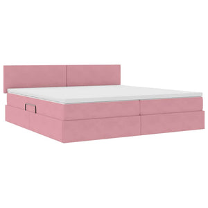 vidaXL LED Storage Bed with Mattress Pink 200 x 200 cm Velvet