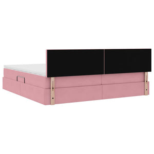 vidaXL LED Storage Bed with Mattress Pink 200 x 200 cm Velvet