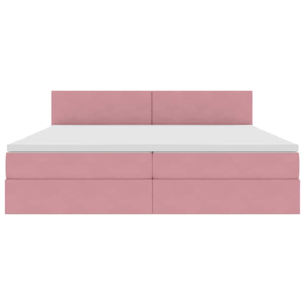 vidaXL LED Storage Bed with Mattress Pink 200 x 200 cm Velvet
